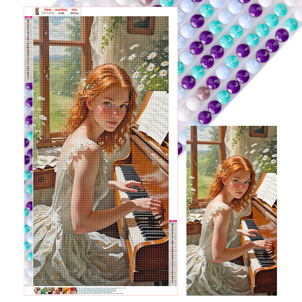 Girl-Full Round Diamond Painting-40x75cm-Large Size