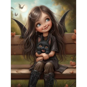 Life of Pets Girl-Full Round Diamond Painting-30x40cm