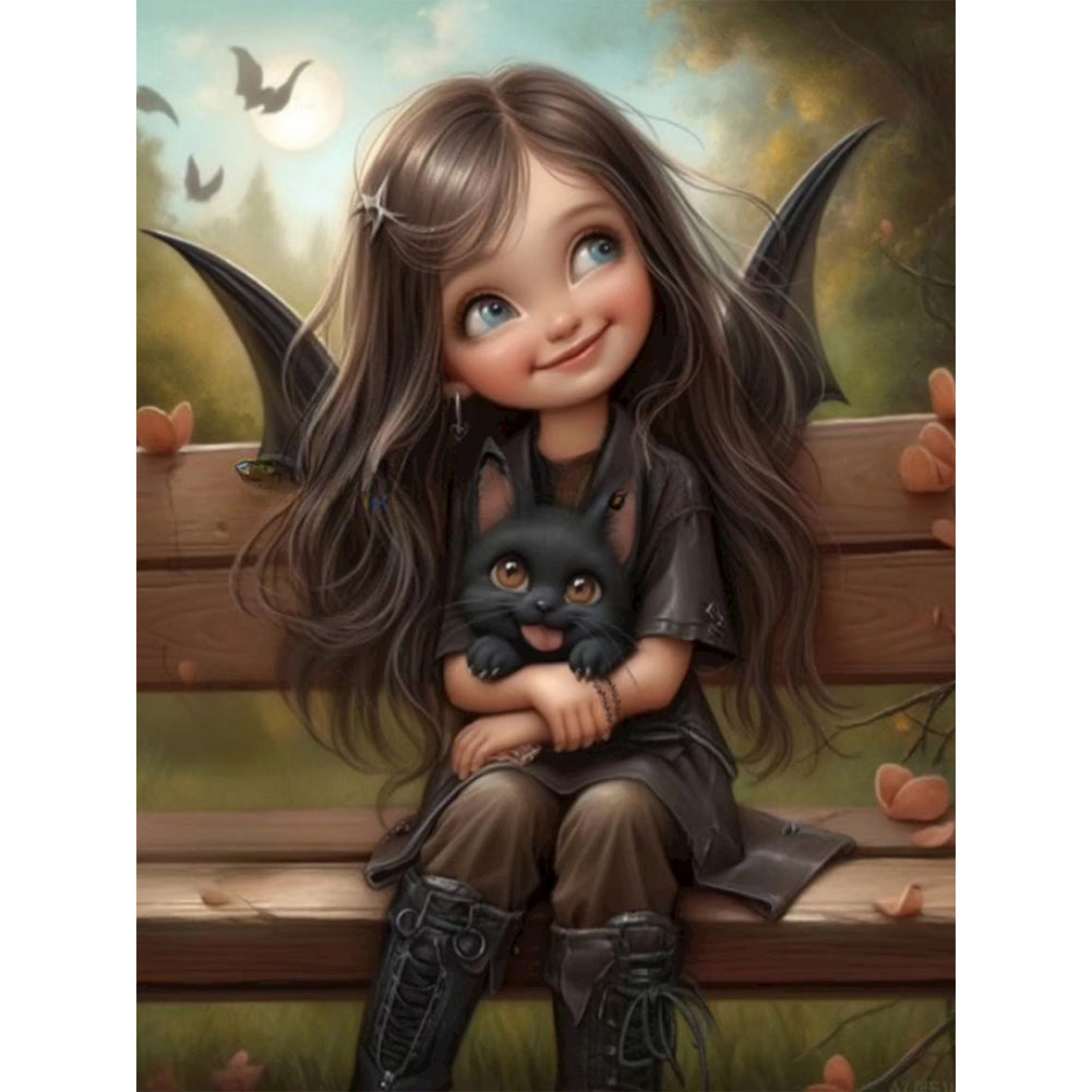 Life of Pets Girl-Full Round Diamond Painting-30x40cm