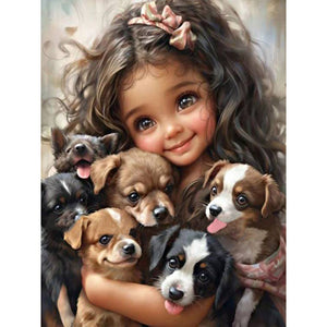 Life of Pets Girl-Full Round Diamond Painting-30x40cm