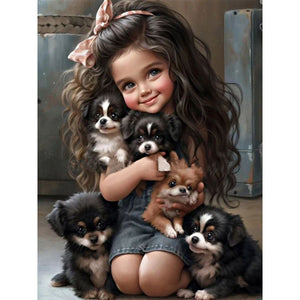 Life of Pets Girl-Full Round Diamond Painting-30x40cm