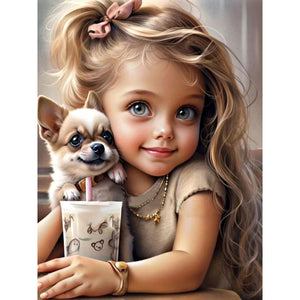 Life of Pets Girl-Full Round Diamond Painting-30x40cm