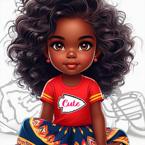 African American Girl-Full Round Diamond Painting-40x40cm