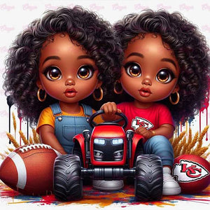 African American Girl-Full Round Diamond Painting-40x40cm