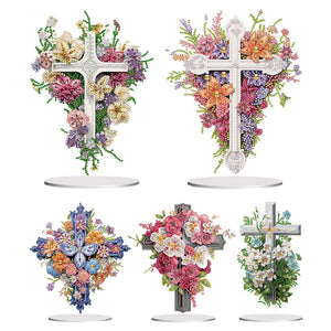 Flower Cross-Single Side Drill-Acrylic Diamond Desktop Ornament