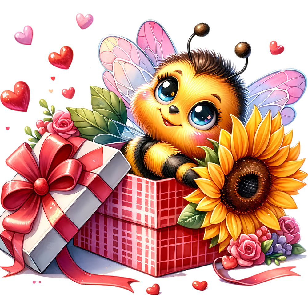 Bee-Full Round Diamond Painting-30x30cm