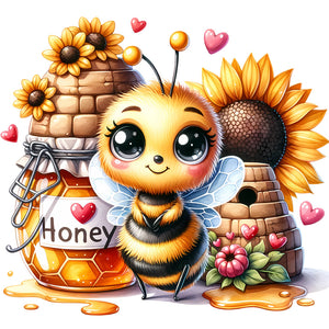 Bee-Full Round Diamond Painting-30x30cm