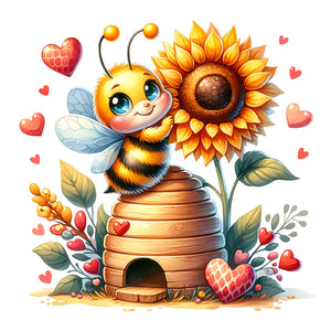 Bee-Full Round Diamond Painting-30x30cm