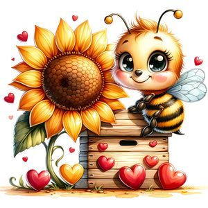 Bee-Full Round Diamond Painting-30x30cm