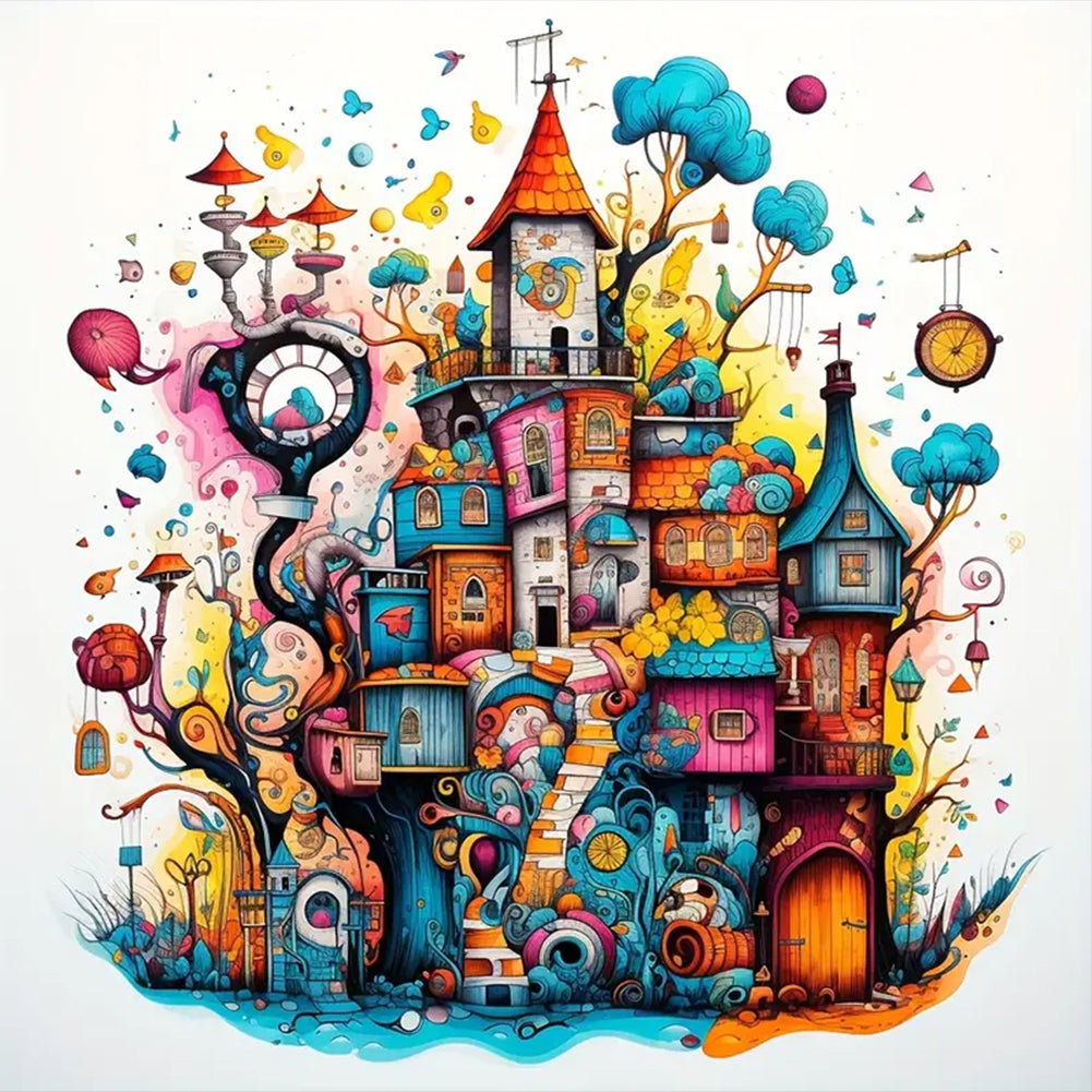 Color House-Full Round Diamond Painting-40x40cm
