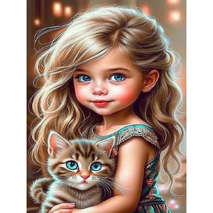 Life of Pets Girl-Full Round Diamond Painting-30x40cm