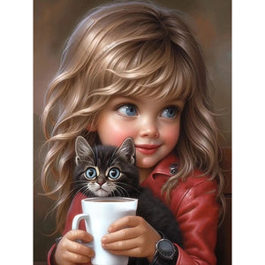 Life of Pets Girl-Full Round Diamond Painting-30x40cm