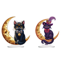 Load image into Gallery viewer, Moon Cat-Single Side Drill-Acrylic Diamond Desktop Ornament
