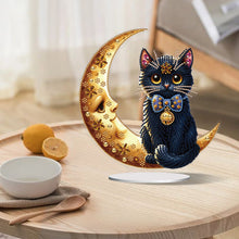 Load image into Gallery viewer, Moon Cat-Single Side Drill-Acrylic Diamond Desktop Ornament
