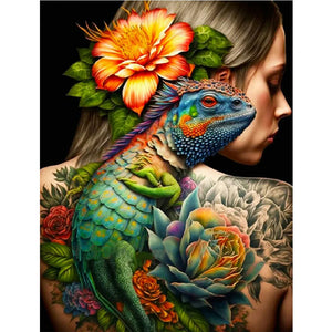 Personality Flower Girl Bird Back-Full Drill Diamond Painting