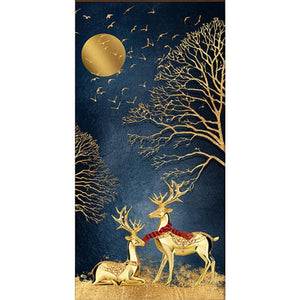 Gold Deer - Full Drill Diamond Painting - 45x85cm