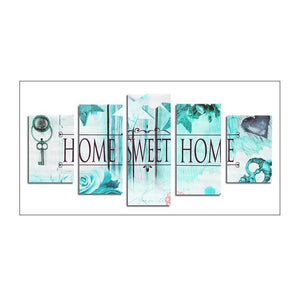 5-pictures Sweet Home - Full Drill Diamond Painting - 95x45cm