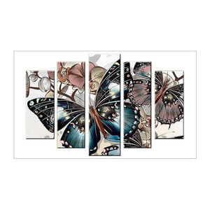5-pictures Butterfly - Full Drill Diamond Painting - 95x45cm