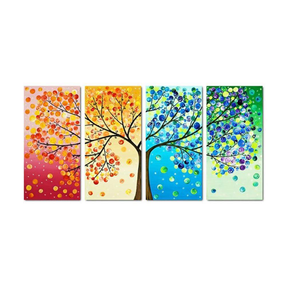 4-pictrues Four Seasons Tree - Full Drill Diamond Painting - 80x40cm