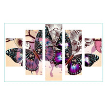 Load image into Gallery viewer, 5-pictures Colorful Butterfly - Full Drill Diamond Painting - 95x45cm
