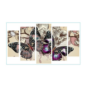 5-pictures Colorful Butterfly - Full Drill Diamond Painting - 95x45cm