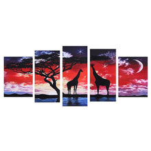 Load image into Gallery viewer, 5-pictures Giraffe - Full Drill Diamond Painting - 95x45cm

