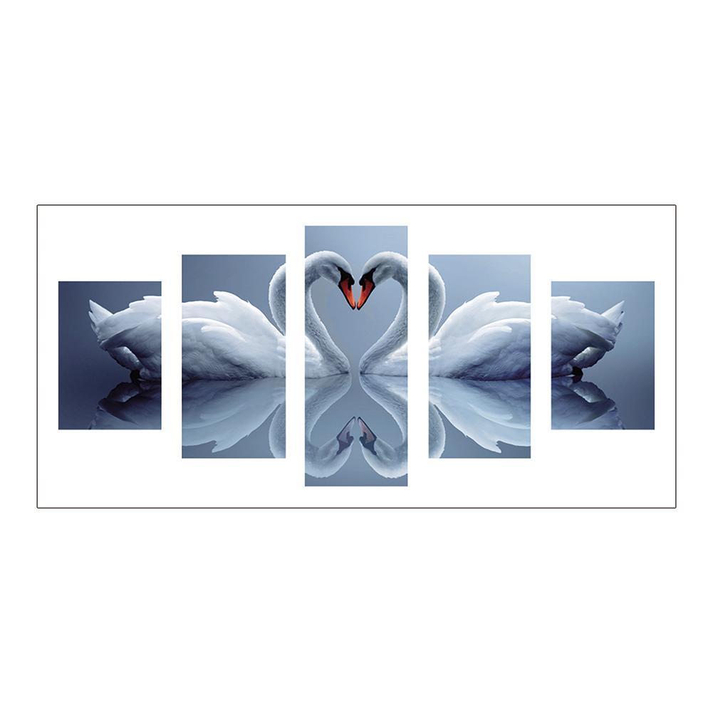 5-pictures Swan - Full Drill Diamond Painting - 95x45cm