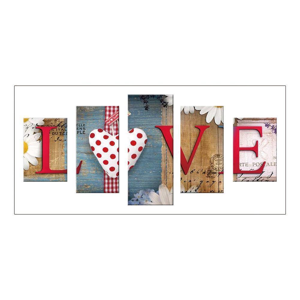 5-pictures LOVE - Full Drill Diamond Painting - 95x45cm