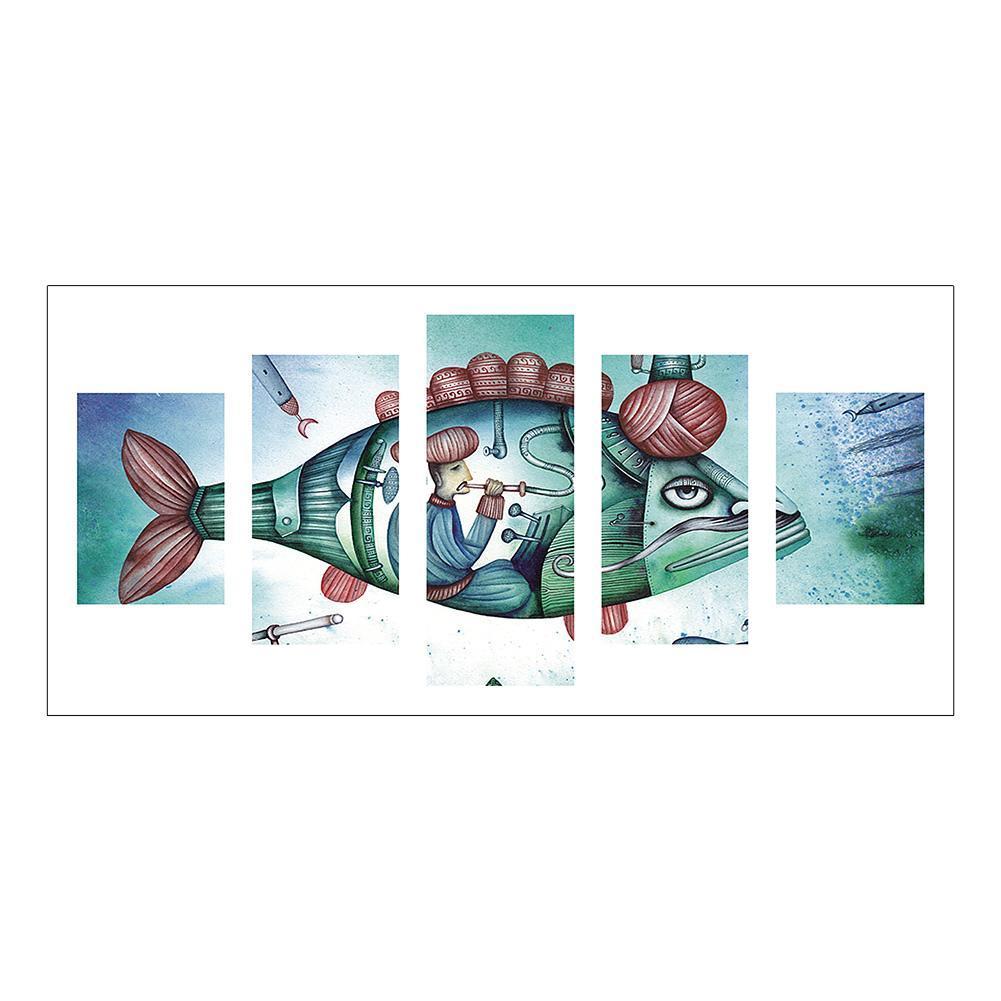 5-pictures Fish - Full Drill Diamond Painting - 95x45cm