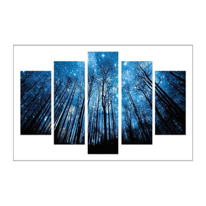 5-pictures Forest - Full Drill Diamond Painting - 95x45cm