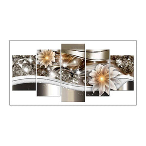 Flower 5-pictures - Full Drill Diamond Painting - 95x45cm