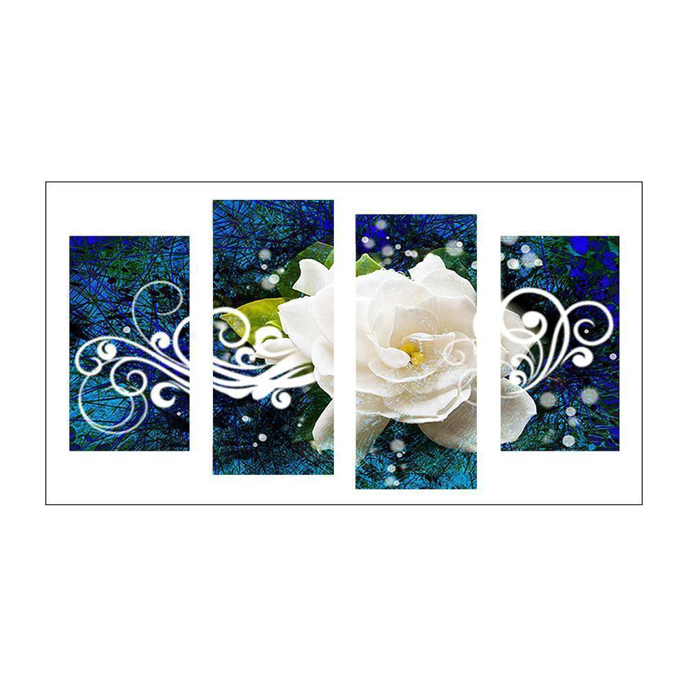 4-pictures White Rose - Full Drill Diamond Painting - 95x45cm