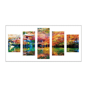 5-pictures Scenery - Full Drill Diamond Painting - 95x45cm