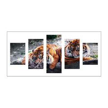 Load image into Gallery viewer, 5-pictures Tigers - Full Drill Diamond Painting - 95x45cm
