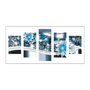 5-pictures Flower - Full Drill Diamond Painting - 95x45cm