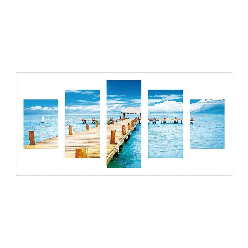 5-pictures Landscape - Full Drill Diamond Painting - 95x45cm