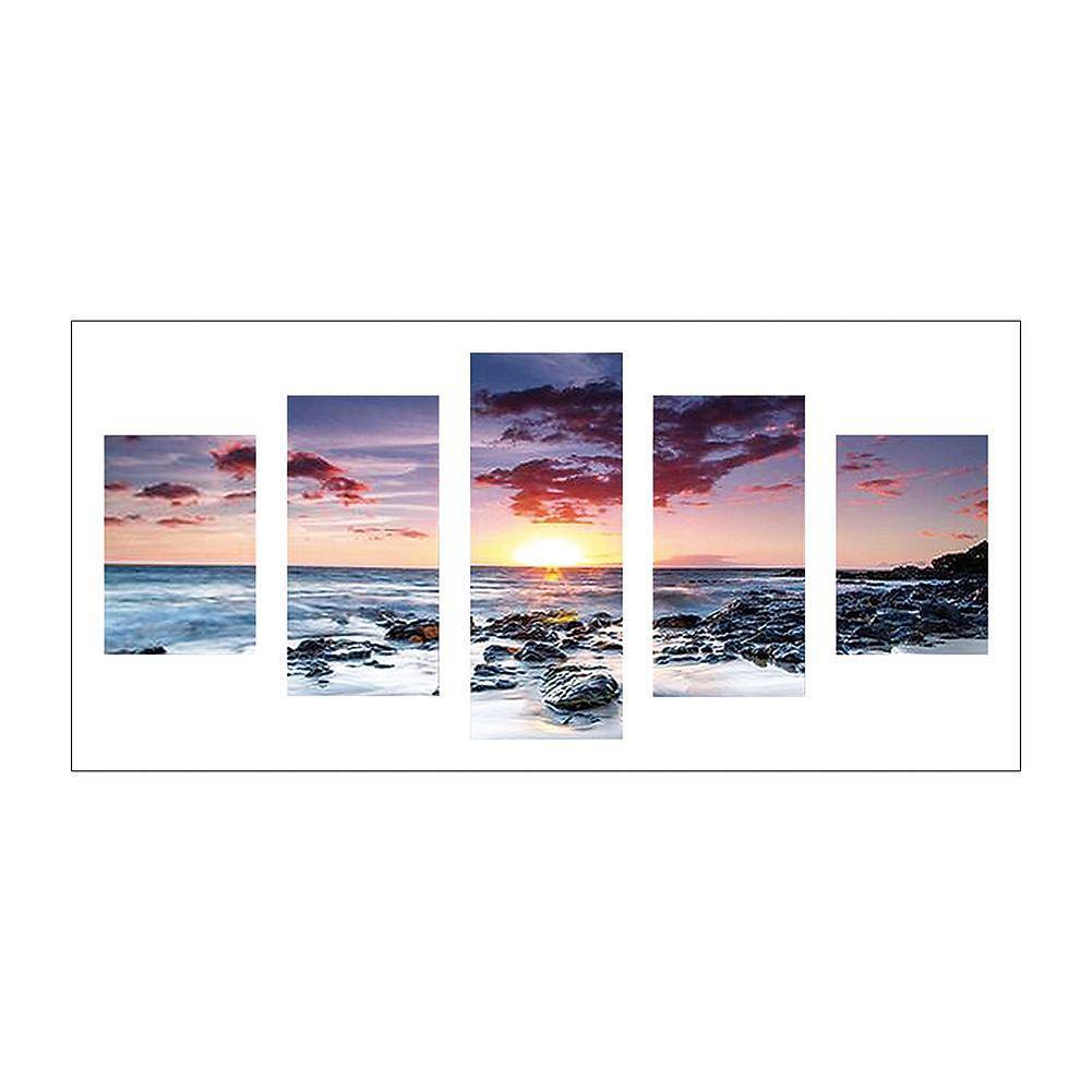 5-pictures Sunset - Full Drill Diamond Painting - 95x45cm