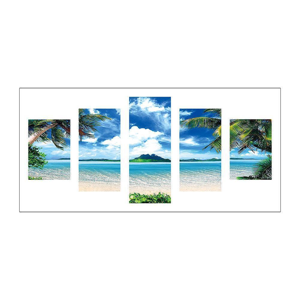 5-pictures Seaside - Full Drill Diamond Painting - 95x45cm