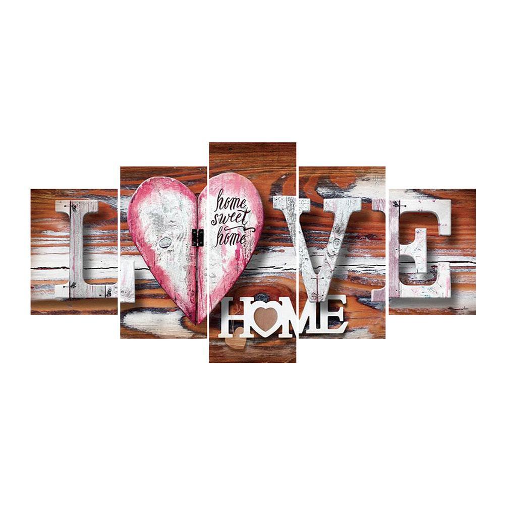 5-pictures LOVE - Full Drill Diamond Painting - 95x45cm