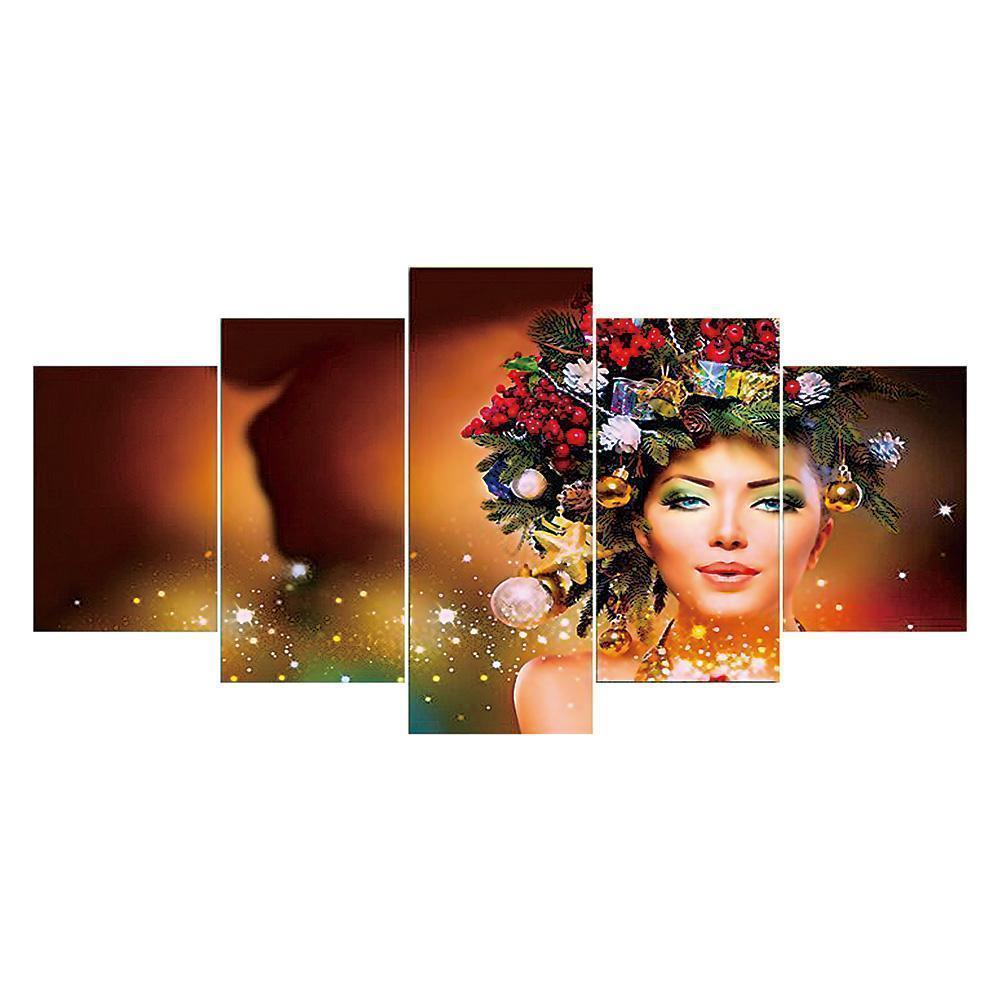 5-pictures Beauty - Full Drill Diamond Painting - 95x45cm