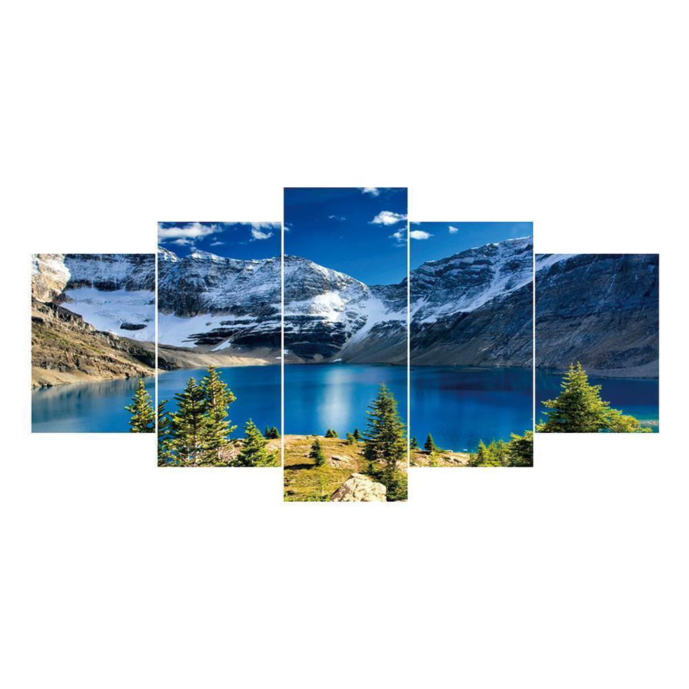 5-pictures Blue Sea Sky - Full Drill Diamond Painting - 95x45cm