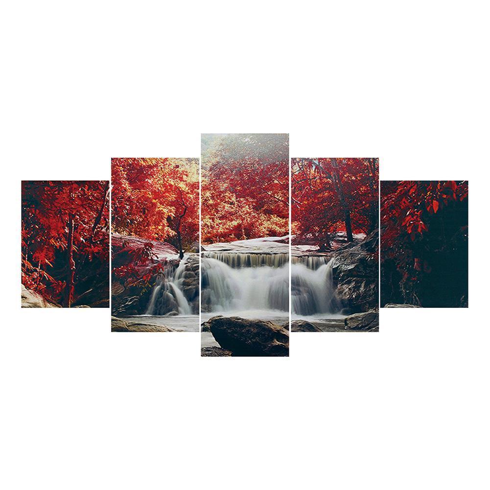 5-pictures Landscape - Full Drill Diamond Painting - 95x45cm