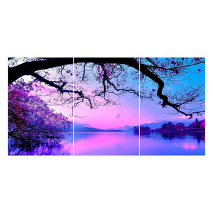 3-pictures Purple Cloud - Full Drill Diamond Painting - 80x40cm