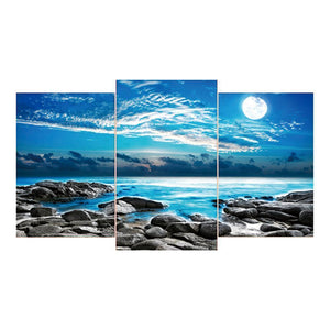3-pictures Sea View - Full Drill Diamond Painting - 80x45cm
