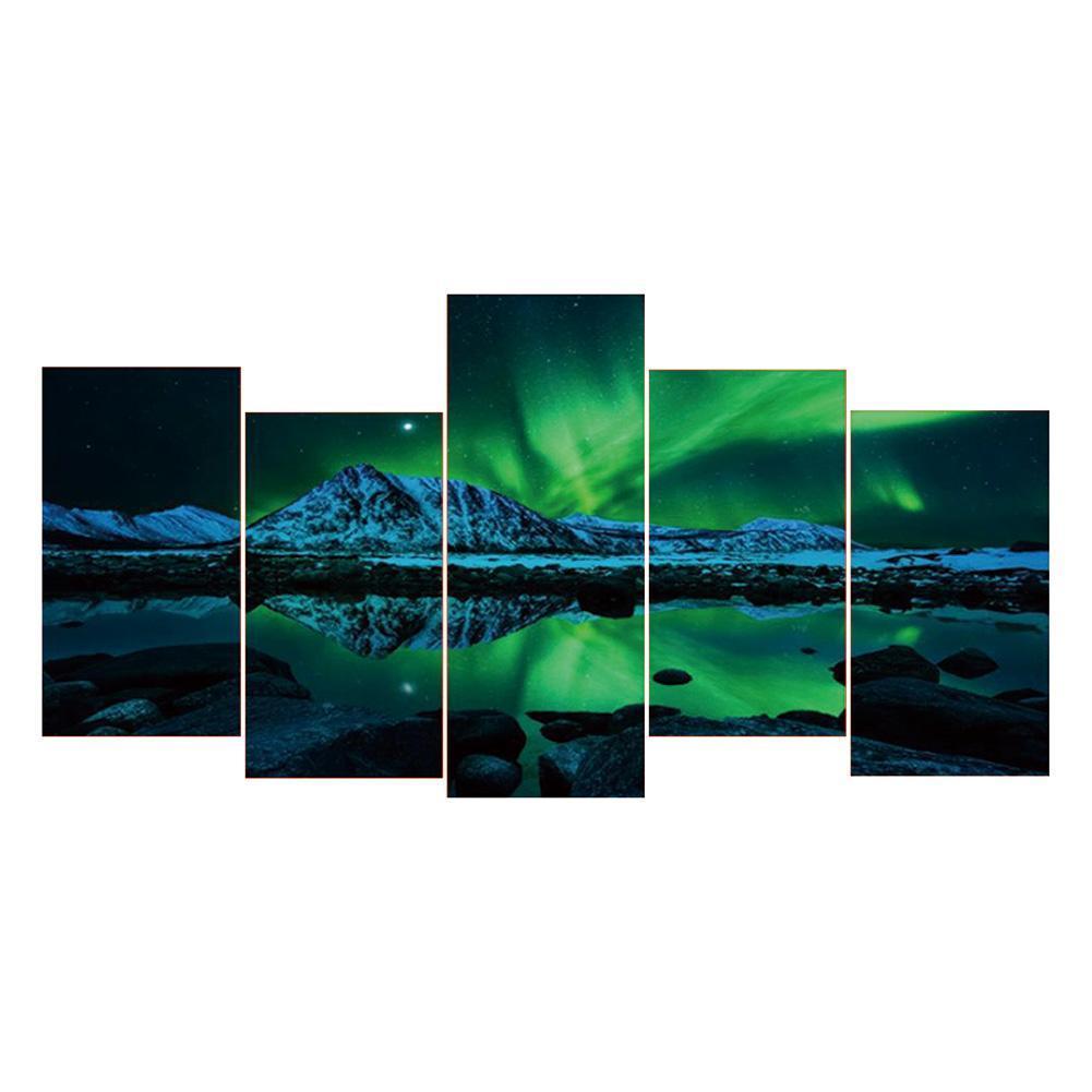 5-pictures Mountain - Full Drill Diamond Painting - 95x45cm