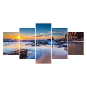 5-pictures Sunset - Full Drill Diamond Painting - 95x45cm
