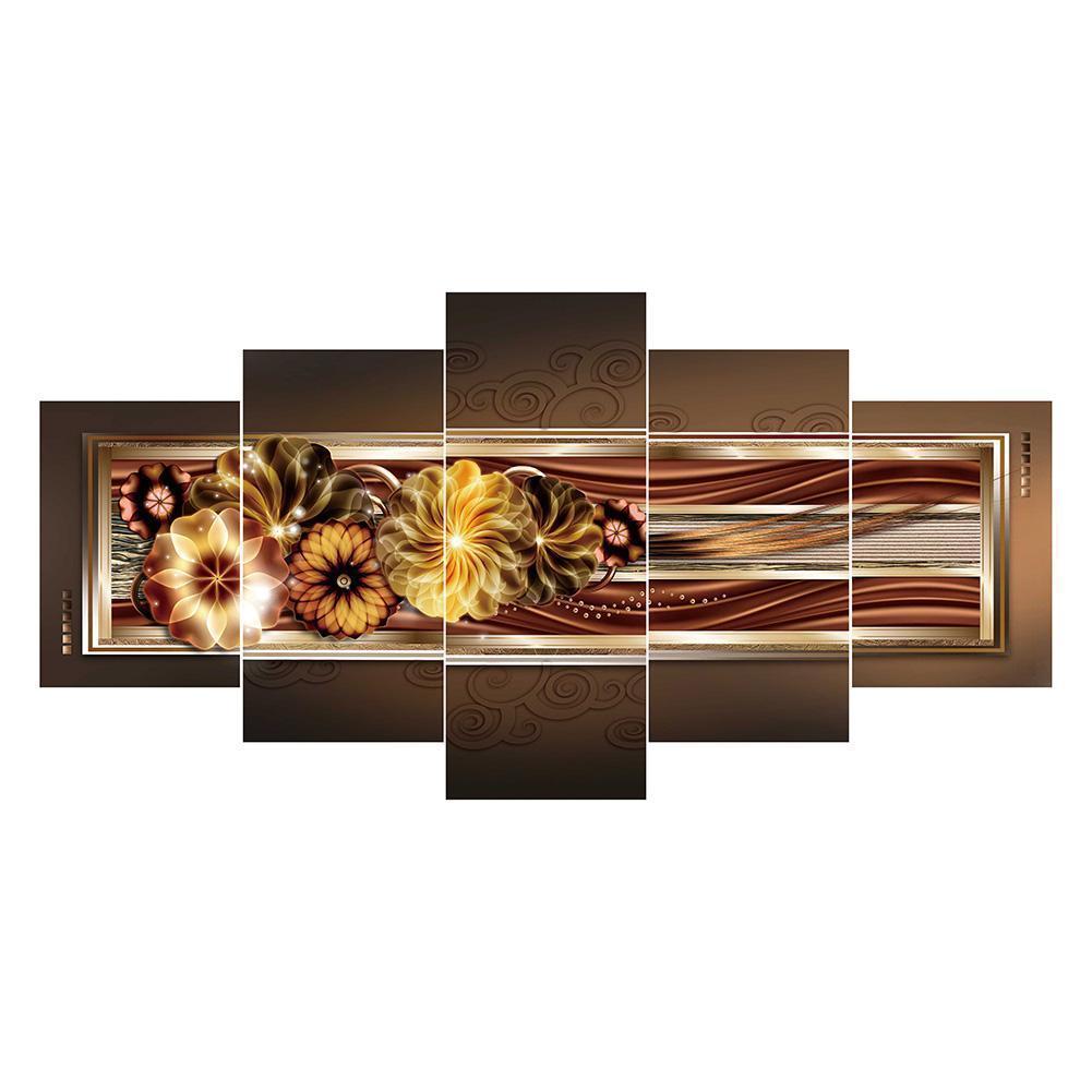 5-pictures Flower - Full Drill Diamond Painting - 95x45cm