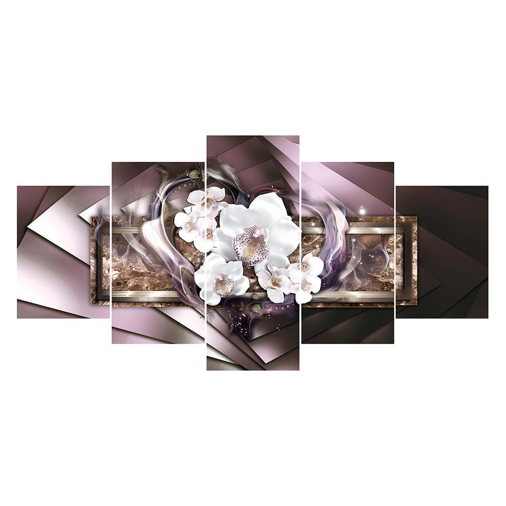 5-pictures Moth Orchid - Full Drill Diamond Painting - 95x45cm