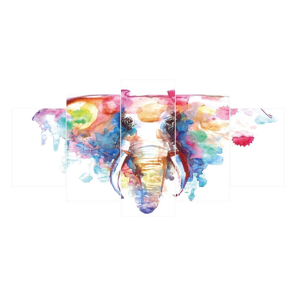 5-pictures Elephant - Full Drill Diamond Painting - 95x45cm