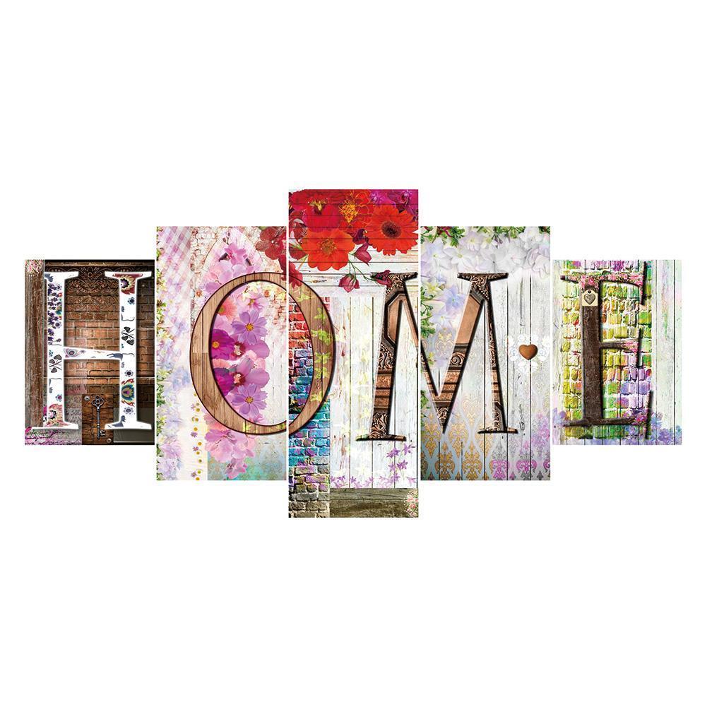 5-pictures HOME - Full Drill Diamond Painting - 95x45cm
